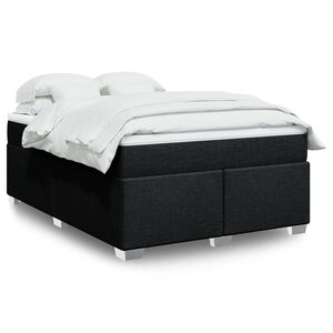 vidaXL Box Spring Bed with Mattress Dark Grey Double Fabric