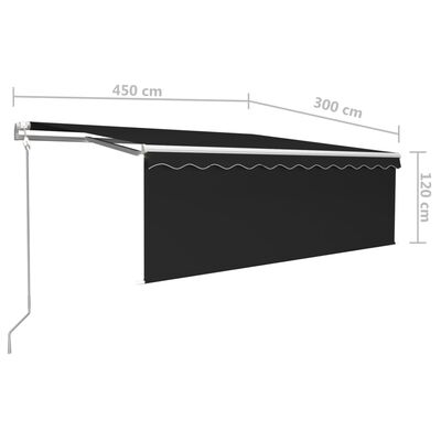 vidaXL Automatic Retractable Awning with Blind 4.5x3m Anthracite
