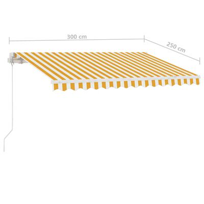 vidaXL Freestanding Manual Retractable Awning 300x250 cm Yellow/White