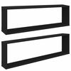 vidaXL Wall Shelf | Set of 2 | Black | Engineered wood | 100x15x30 cm
