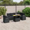 vidaXL 7 Piece Garden Sofa Set with Cushions Black Poly Rattan