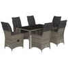 vidaXL 7 Piece Garden Dining Set with Cushions Grey Poly Rattan