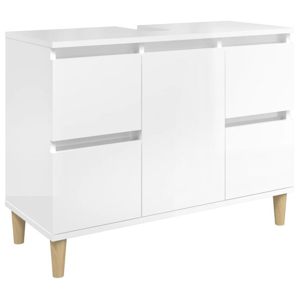 vidaXL Sink Cabinet High Gloss White 80x33x60 cm Engineered Wood