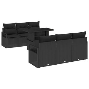 vidaXL Garden Sofa Set with Cushion 7 pcs Black Poly rattan