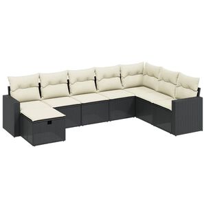 vidaXL 8 Piece Garden Sofa Set with Cushions Black Poly Rattan
