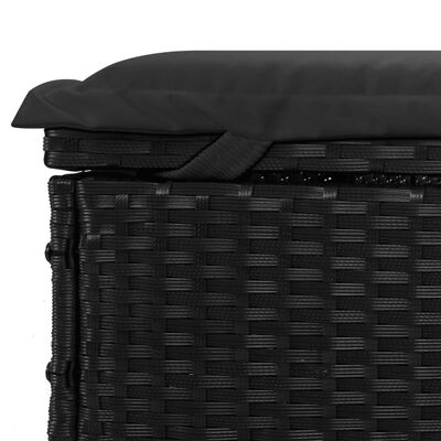 vidaXL 2-Person Sunbed with Cushions Black Poly Rattan