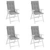 vidaXL Garden Highback Chair Cushions 4 pcs Grey 120x50x3 cm Fabric