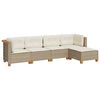 vidaXL 5 Piece Garden Sofa Set with Cushions Beige Poly Rattan