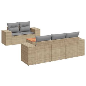 vidaXL 6 Piece Garden Sofa Set with Cushions Beige Poly Rattan