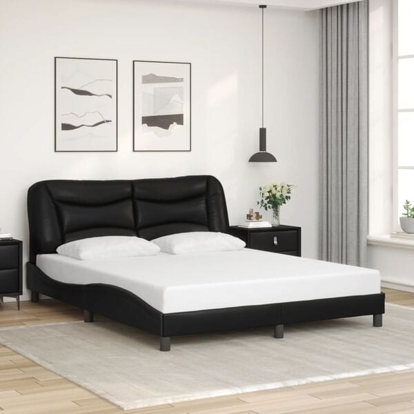 vidaXL Bed Frame with LED without Mattress "Hvar" Black 152x203 cm