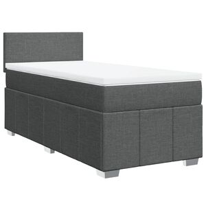 vidaXL Box Spring Bed with Mattress Dark Grey King Single Fabric