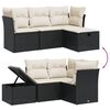 vidaXL 4 Piece Garden Sofa Set with Cushions Black Poly Rattan