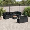 vidaXL 10 Piece Garden Sofa Set with Cushions Black Poly Rattan