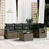vidaXL 6 Piece Garden Sofa Set with Cushions Grey Poly Rattan