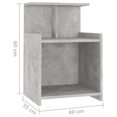 vidaXL Bed Cabinets 2 pcs Concrete Grey 40x35x60 cm Engineered Wood