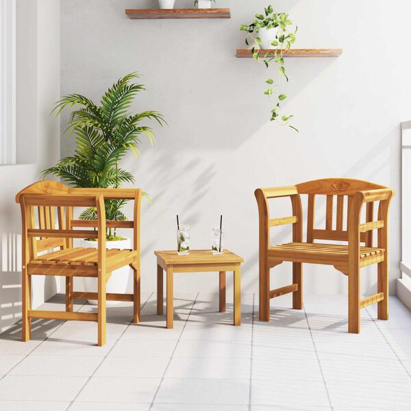 vidaXL Garden Rose Lounge Set 3 pcs Natural Solid Acacia Wood