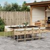 vidaXL 9 Piece Garden Dining Set with Cushions Beige Poly Rattan