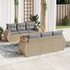 vidaXL 7 Piece Garden Sofa Set with Cushions Beige Poly Rattan