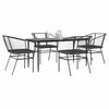 vidaXL 5 Piece Garden Dining Set with Cushions Black Poly Rattan Glass