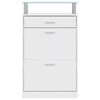 vidaXL Shoe Cabinet with a Drawer and a Top Glass Shelf Wood White