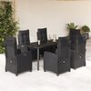 vidaXL 7 Piece Garden Dining Set with Cushions Black Poly Rattan