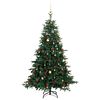 vidaXL Artificial Hinged Christmas Tree 300 LEDs & Ball Set 180 cm