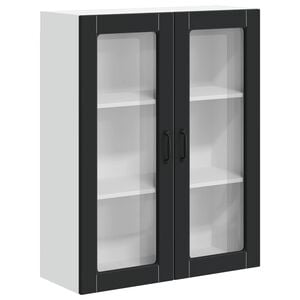 vidaXL Wall Glass Cabinet LUCCA Black 80 x 31 x 100 cm Engineered Wood