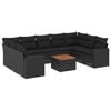 vidaXL 10 Piece Garden Sofa Set with Cushions Black Poly Rattan