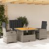 vidaXL 5 Piece Garden Dining Set with Cushions Grey Poly Rattan