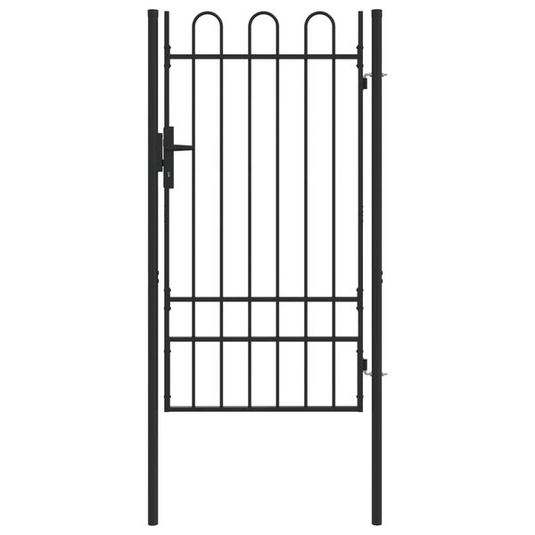 vidaXL Fence Gate Boxtel Single Door with Arched Top Steel 1x1.75 m Black