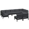 vidaXL 9 Piece Garden Lounge Set with Cushions Black Solid Pinewood