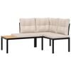 vidaXL Garden Bench Set with Cushions 4 pcs Black Powder-coated Steel