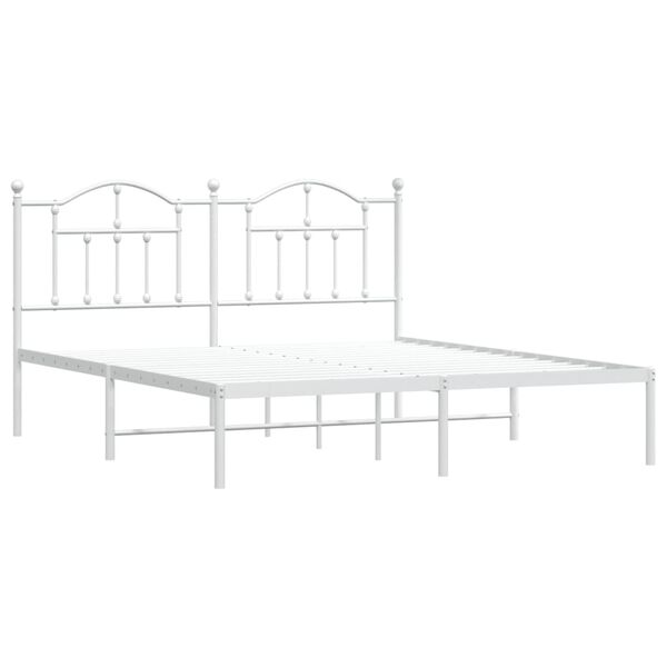 vidaXL Metal Bed Frame without Mattress with Headboard White 180x200cm