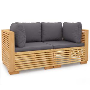 vidaXL Garden Corner Sofas with Cushions 2 pcs Solid Wood Teak