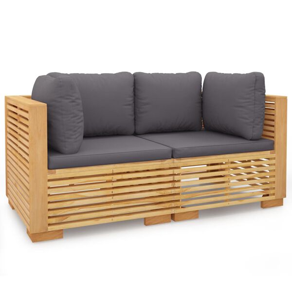 vidaXL Garden Corner Sofas with Cushions 2 pcs Solid Wood Teak