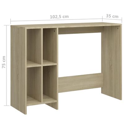 vidaXL Notebook Desk Sonoma Oak 102.5x35x75 cm Engineered Wood