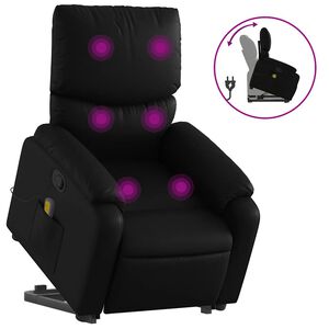 vidaXL Electric Stand up Massage Recliner Chair Black Faux Leather