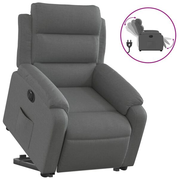 vidaXL Electric Stand up Recliner Chair Dark Grey Fabric