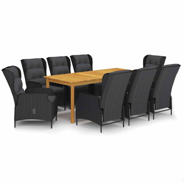 vidaXL 9 Piece Garden Dining Set Dark Grey