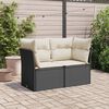 vidaXL Garden Sofa with Cushions 2-Seater Black Poly Rattan