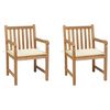 vidaXL Garden Chairs 2 pcs with Cream Cushions Solid Teak Wood