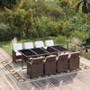 vidaXL 9 Piece Garden Dining Set with Cushions Poly Rattan Brown