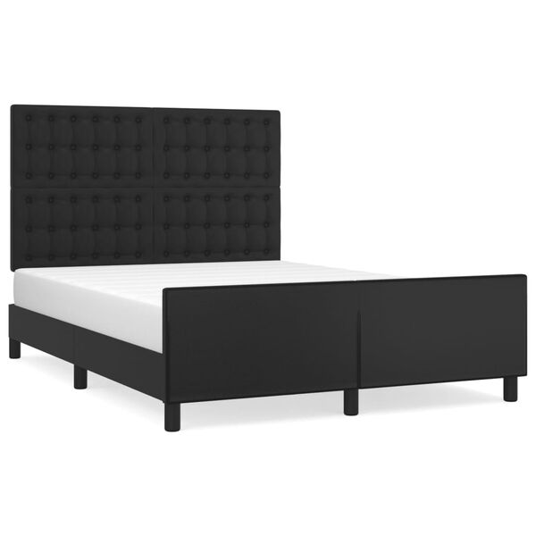 vidaXL Bed Frame without Mattress Black 137x187 cm Double Faux Leather