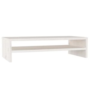vidaXL Monitor Stand | White | Solid pine wood | 50x24x13 cm | Monitor Stand