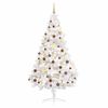 vidaXL Artificial Half Pre-lit Christmas Tree with Ball Set White 210 cm