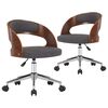 vidaXL Swivel Dining Chairs 2 pcs Grey Bent Wood and Fabric
