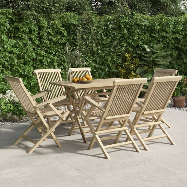 vidaXL Folding Garden Chairs 6 pcs Grey 56x61x89 cm Solid Wood Teak