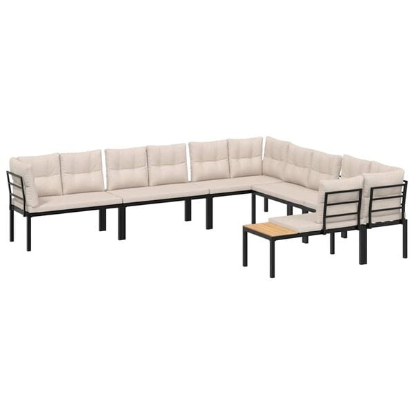 vidaXL 6 Piece Garden Sofa Set with Cushions Black Powder-coated Steel