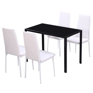 vidaXL Five Piece Dining Table Set Black and White