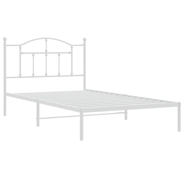 vidaXL Metal Bed Frame without Mattress with Headboard White 107x203cm